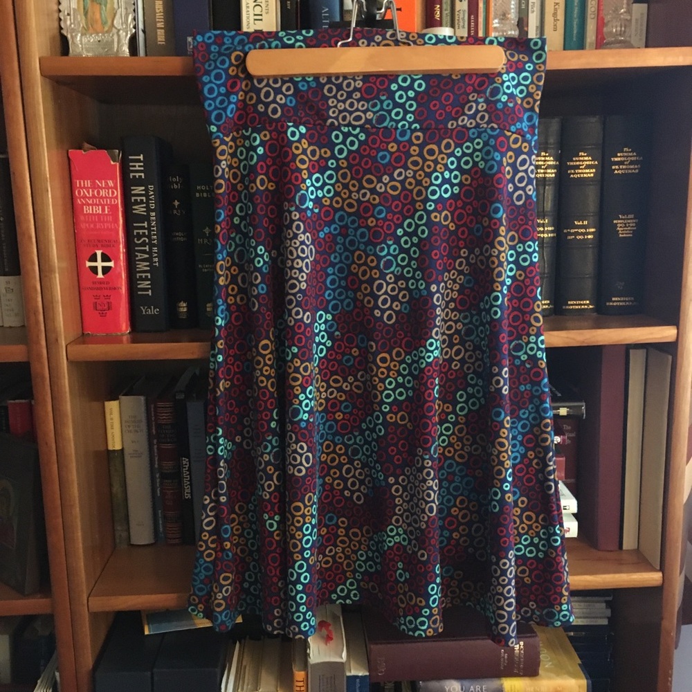 Lularoe | azure polka dot foldover skirt sz large